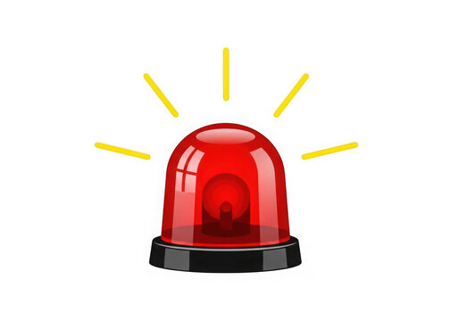 Red emergency beacon isolated on transparent background warning light illustration