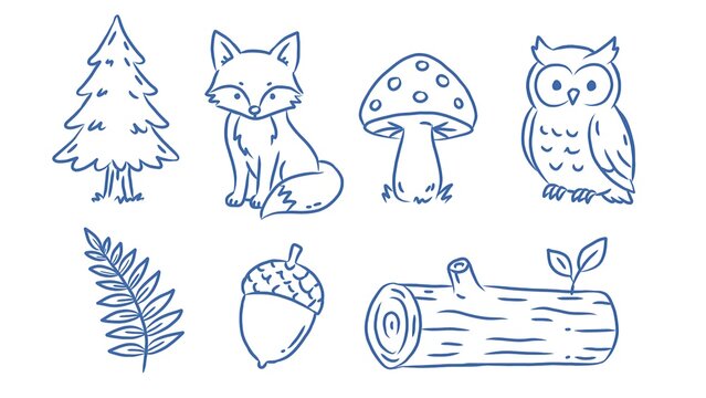 Hand drawn forest theme illustration doodle 