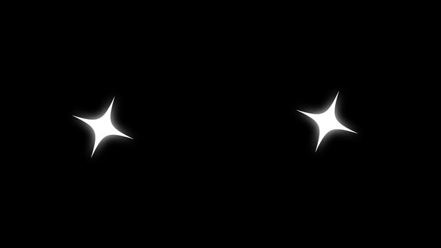 Twinkling star, vector glowing star light effect doodle style on green screen chroma Key,blinking stars light motion, 2D shining twinkle effect on black screen background. 4k video