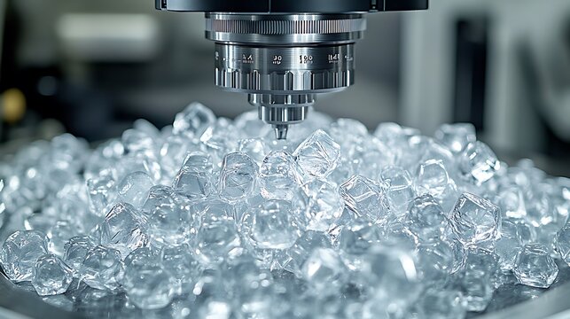 CNC Milling Machine Processing Ice Cubes.