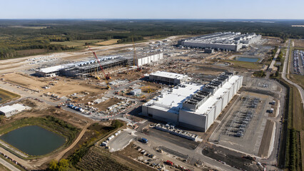 Obraz premium Industrial Facility Under Construction
