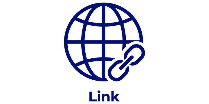 Global link symbol with chain connection for digital network communication.
