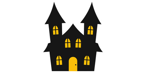 Haunted house silhouette for halloween holiday decoration design.