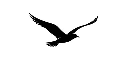Obraz premium Bird Flying Silhouette — Single soaring bird silhouette, minimal elegant wings, clean vector artwork, isolated object.