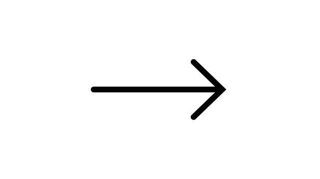 A simple black right-pointing arrow on a white background, indicating direction or progression