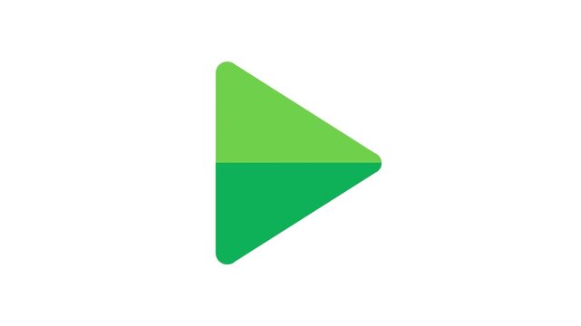 Minimalist Green Play Button Icon for Video Start and Multimedia Player Interface Design
