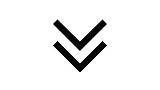 Minimalist Black Double Chevron Down Arrow Vector Icon