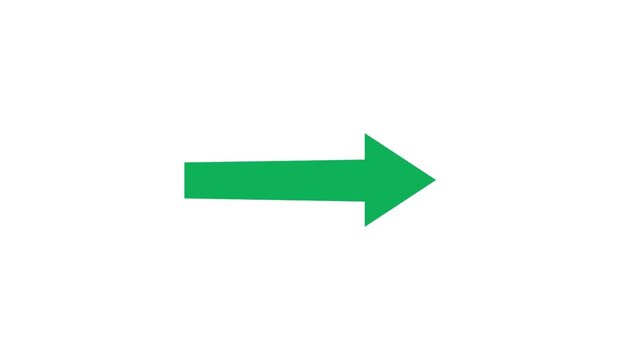 Simple green arrow pointing to the right on a white background, representing direction and progress in a minimalist design