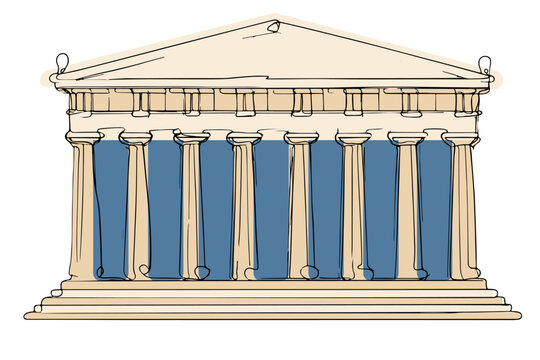 Continuous one line art vector of the Acropolis of Athens
