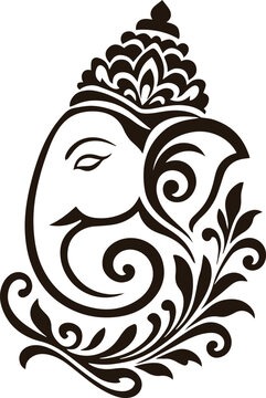 Silhouette of Lord Ganesha Floral Motif design For Indian Wedding Invitation and Festive Occasions