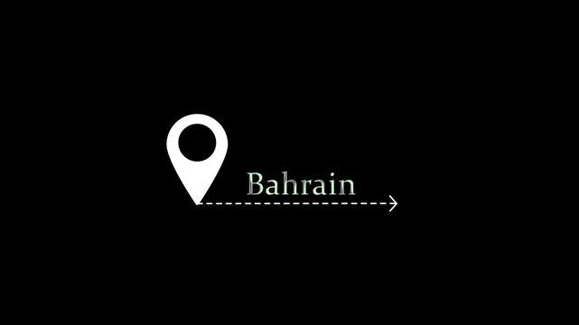 Gps location pin animation bahrain map navigation, travel destination marker, smooth motion path gps pin animation