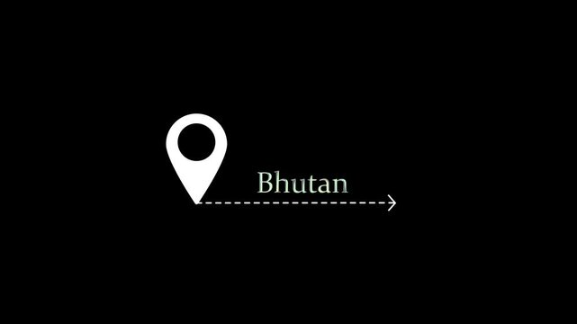 Animated location pin traveling to bhutan on minimalist map gps navigation motion bhutan travel animated map pin