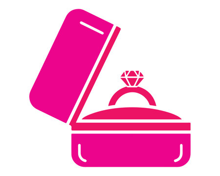 Jewelry box vector icon featuring a ring inside, ideal for wedding, proposal, and luxury branding.