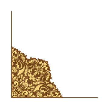 Gold Baroque corner with vintage floral patterns.