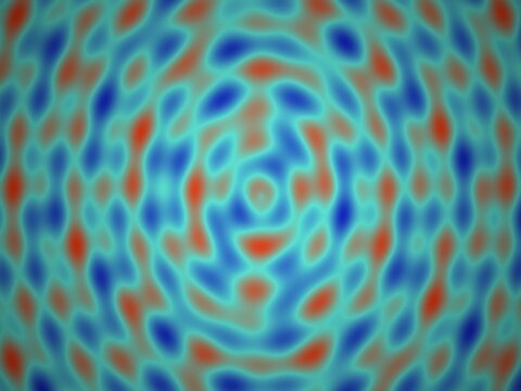 Abstract radial pattern of blurry blue and orange ripples
