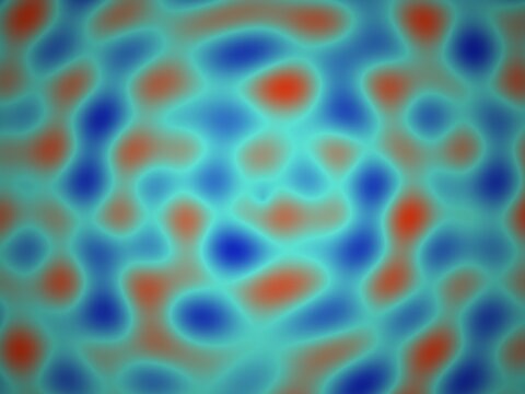 Blurred abstract pattern of interconnected blue, cyan, and red blobs