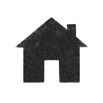 Black house icon illustration in minimalist style on white background  