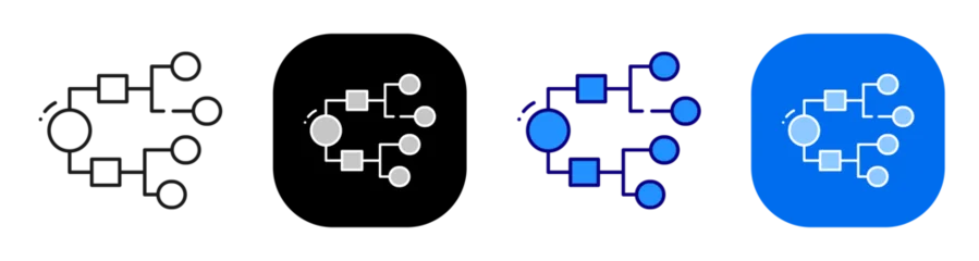 Fotobehang Sportwinkel Workflow diagram nodes for process mapping structure and system organization. Line, filled, black, color set. Editable stroke  © tutti_frutti