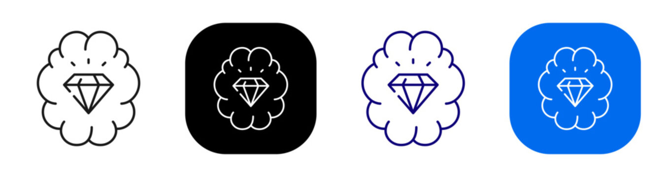 Valuable idea concept representing creative thought and premium insight. Line, filled, black, color set. Editable stroke