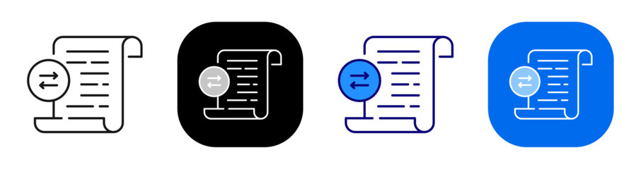 Obraz na płótnie Canvas Document directions concept representing record transfer and workflow routing. Line, filled, black, color set. Editable stroke