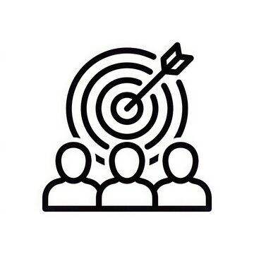 Target audience icon dartboard with people silhouette illustration