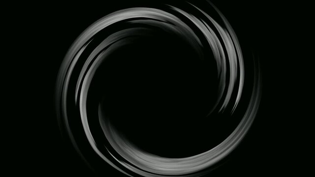 abstract silver metallic energy ring animation with rotating circular brush stroke loop on transparent background