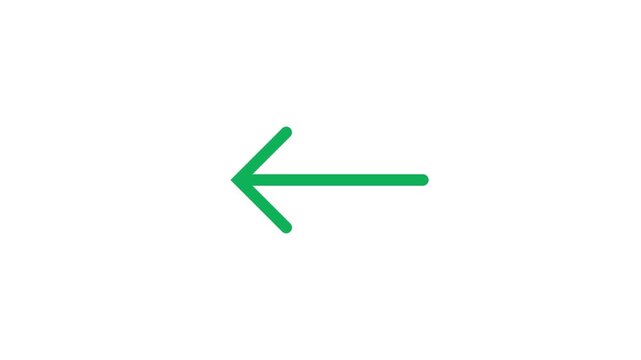 Green left arrow icon pointing back isolated on white background web ui symbol design