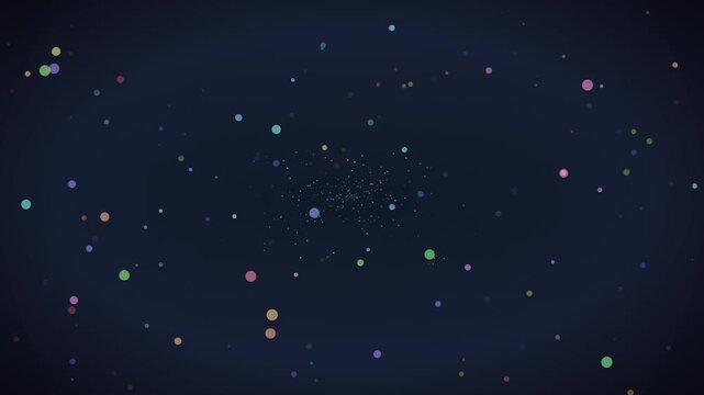 Vibrant Colorful Disco Ball Light Particles Floating And Moving Against A Dark Blue Background