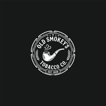 Vintage Tobacco Company Logo and Badge Design with Smoking Pipe