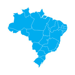 Fototapeta premium Blue Map of Brazil with States