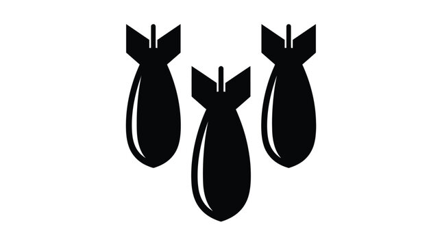 Vector illustration of three bombs with fuses. Simple line art design for warning symbols and safety signs.