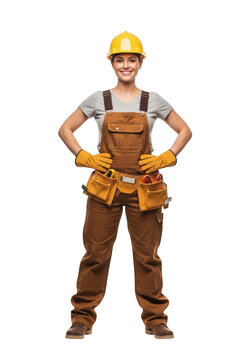 Construction worker standing confidently with hands on hips
