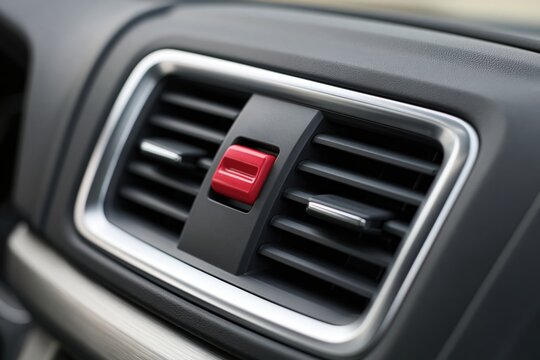 The Car Air Vent Closeup With Red Hazard Button in Modern Interior