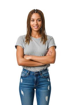 Confident woman with arms crossed posing