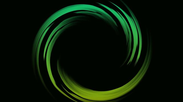 abstract glowing green energy ring animation with rotating brush stroke loop on transparent background