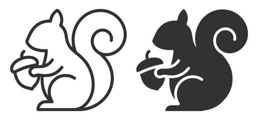 squirrel icon vectors holding acorn isolated animal symbol on transparent background © gerik_a