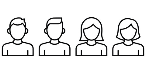 Fototapeta premium Four line of women with different hairstyles and headwear line women female figures d