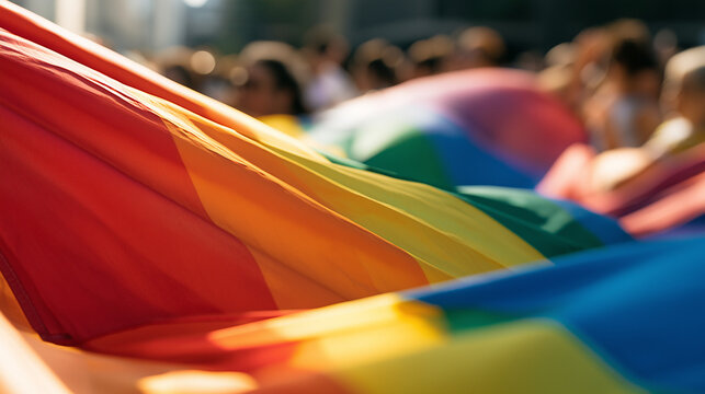 Colorful Rainbow Pride Flag Waving During the Vibrant Parade LGBT Sao Paulo Celebration Marking Diversity and Inclusion