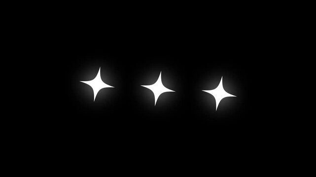 Twinkling stars animation, vector glowing star light effect doodle style on green screen chroma Key, twinkle sparkle stars animation, on black screen background. 4k video