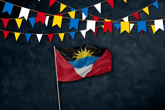 Antigua and Barbuda independence day greetings card with flag and text