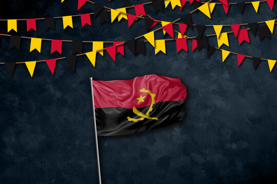 Angola independence day greetings card with flag and text