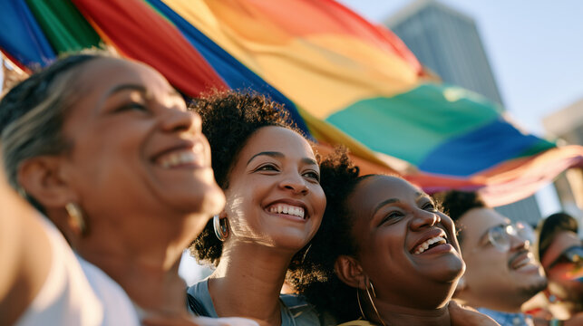 Diverse Group of Joyful People Celebrating Equality and Love at the Vibrant Parade LGBT Sao Paulo Event
