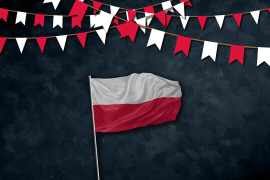Poland independence day greetings card with flag and text