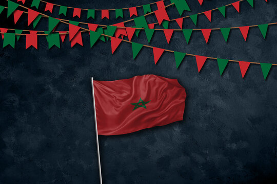 Morocco independence day greetings card with flag and text