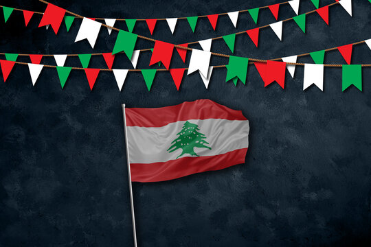 Lebanon independence day greetings card with flag and text