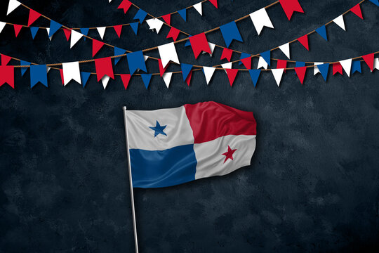 Panama independence day greetings card with flag and text