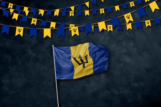 Barbados independence day greetings card with flag and text
