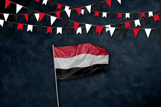 Yemen independence day greetings card with flag and text