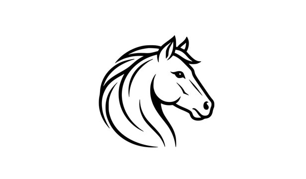 Abstract Horse Head Logo with Clean Outline for Animal Brand Vector Illustration