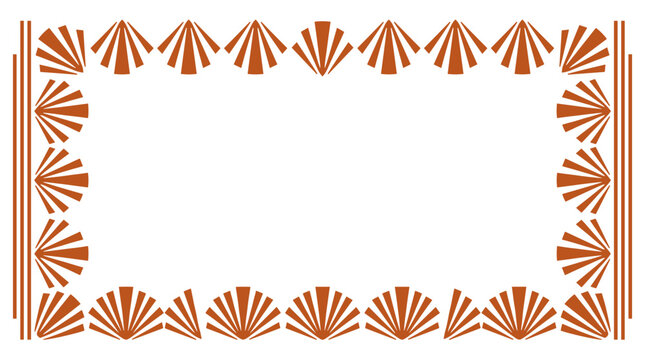 Art deco frame with repetitive fan elements, stylish decorative border for invitations or menus
